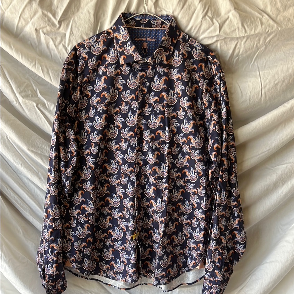 Visconti Black Casual Button Down Shirt with Lightweight Fabric